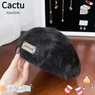 Cactu หมวกเบเร่ต์ สีพื้น สไตล์คลาสสิก สําหรับผู้หญิง