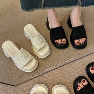 HWSHOES 🌸👟 รองเท้าแตะชาวประมงหอมเล็ก ๆ รองเท้าแตะผ้าใบก้นหนาในฤดูร้อน