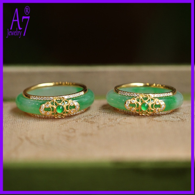 A7| แหวนเงิน S925 สีเขียว สามารถใช้เป็นสร้อยคอได้ สําหรับผู้หญิง H1009