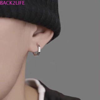 Back2life ต่างหูแฟชั่น สไตล์พังก์ เรียบง่าย สีเงิน ขนาดเล็ก สร้างสรรค์ เครื่องประดับแฟชั่น สําหรับผู้ชาย