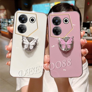 เคสโทรศัพท์มือถือ ลายผีเสื้อน่ารัก พร้อมแหวนขาตั้ง สําหรับ Tecno Camon 20 Pro Premier Spark Go 2023 10C 10 Pro POVA 4 4G 5G Camon20Pro