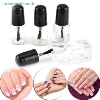 Tweettwehhno ขวดแก้วเปล่า พร้อมฝาปิด สีดํา 2 มล. 3 มล. สําหรับใส่ยาทาเล็บ
