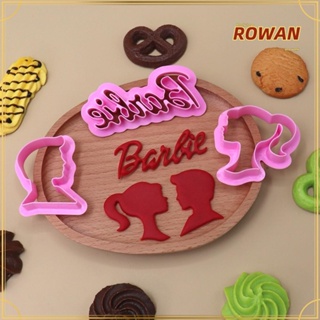 Rowans แม่พิมพ์ซิลิโคน รูปเจ้าหญิงบาร์บี้ สีชมพู สําหรับทําเค้ก บิสกิต แฮนด์เมด DIY 3 ชิ้น