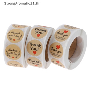 Strongaromatic สติกเกอร์ฉลาก Thank You ทรงกลม สําหรับตกแต่ง 500 ชิ้น