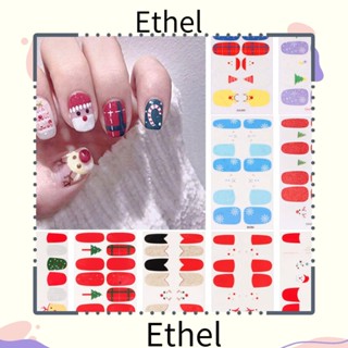 Ethel1 สติกเกอร์ติดเล็บ กันน้ํา ลายการ์ตูนซานต้า สโนว์แมน สไตล์คริสต์มาส