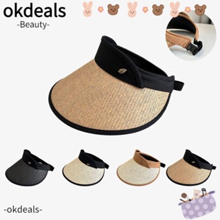 Okdeals หมวกกันแดด ป้องกันรังสียูวี แบบพกพา เหมาะกับเดินชายหาด แฟชั่นฤดูร้อน