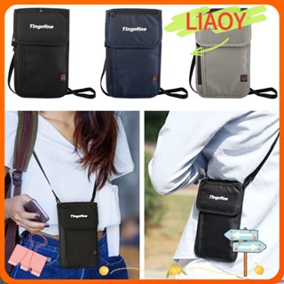 Liaoy RFID กระเป๋าใส่หนังสือเดินทาง ID กระเป๋าเอกสาร ไนล่อน อเนกประสงค์ กันน้ํา กระเป๋าสตางค์ คล้องคอ เดินทาง