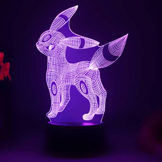 โคมไฟกลางคืน LED รูปการ์ตูนโปเกม่อน ปิกาจู 3d ชาร์จ USB สีรุ้ง สําหรับตกแต่งบ้าน