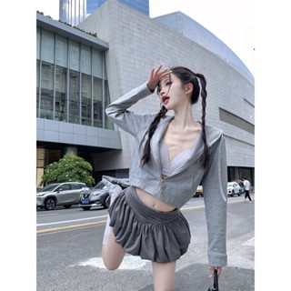 「Nonfatgirl」เสื้อแจ็กเก็ตกันหนาว มีฮู้ด เข้ารูป เข้ากับทุกการแต่งกาย สไตล์สตรีท อเมริกัน ย้อนยุค และกระโปรง สามชิ้น เหมาะกับฤดูใบไม้ร่วง สําหรับเด็กผู้หญิง