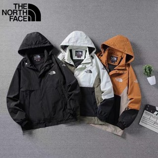 เสื้อแจ็กเก็ตบอมเบอร์ มีฮู้ด ปักลายโลโก้ The North Face 100% กันน้ํา สําหรับผู้ชาย และผู้หญิง