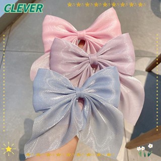 Clever กิ๊บติดผมหางม้า ผ้าซาติน ประดับโบว์ แฟชั่นฤดูร้อน