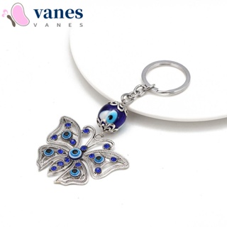 Vanes1 พวงกุญแจ จี้ตาชั่วร้าย รูปหัวใจ ประดับคริสตัล สีทอง สีฟ้า สําหรับห้อยกระเป๋า