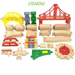 Usnow ของเล่นรางรถไฟไม้ คุณภาพสูง ของเล่นเสริมการเรียนรู้ สําหรับเด็ก