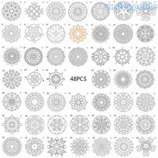 Un* แผ่นแม่แบบ ลายนูน Mandala Stencils สําหรับตกแต่งสมุดภาพ อัลบั้มภาพ DIY 48 ชิ้น