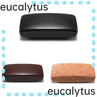 Eucalytus1 กล่องใส่แว่นตา หนัง PU แบบพกพา สีพื้น สําหรับผู้หญิง