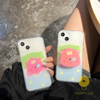 For เคสไอโฟน 14 Pro Max [Cute Cartoon Pop Grip Sleeping] เคส Phone Case For iPhone 14 Pro Max Plus 13 12 11 For เคสไอโฟน11 Ins Korean Style Retro Classic Couple Shockproof Protective TPU Cover Shell