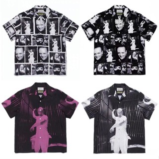 Guiltyparties 21ss เสื้อเชิ้ตแขนสั้น พิมพ์ลายหนังแกะ แนวฮาวาย ไร้เสียง