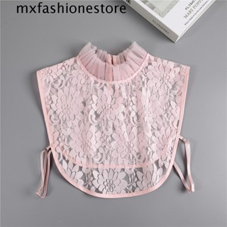 Mxfashione ลูกไม้ คอปกปลอม สีพื้น ตกแต่ง Falbala ผู้หญิง ปกเสื้อ ถอดออกได้ เด็กผู้หญิง ผูกด้านหน้า สุภาพสตรี วินเทจ เสื้อกันหนาว คอปกปลอม