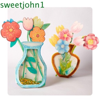 Sweetjohn แจกันระบายสีกระดาษ ลายดอกไม้ สร้างสรรค์ DIY ของเล่น สําหรับคุณแม่ และลูก