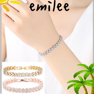 Emilee สร้อยข้อมือ ประดับเพชรคริสตัล พลอยเทียม รูปหัวใจ สไตล์โรแมนติก โรแมนติก สําหรับผู้หญิง 2 ชิ้น