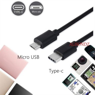 Alisondz Type C เป็น Micro USB สายไฟ 30/100 ซม. อุปกรณ์โทรศัพท์มือถือ สายเคเบิลข้อมูล Micro B ตัวผู้ ชาร์จเร็ว สายเคเบิล USB