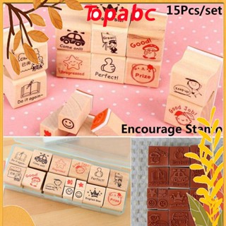 TOP 15Pcs/Set DIY Albums Encourage Stamp Homework Correcting Reward Kids Teachers Marking Seal Scrapbooking Kindergarten Stationery English Version Very Good Praise Phrase