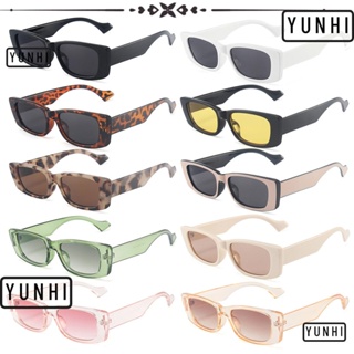 Yunhi แว่นตากันแดดแฟชั่น UV400 ทรงสี่เหลี่ยมผืนผ้า สไตล์เรโทร