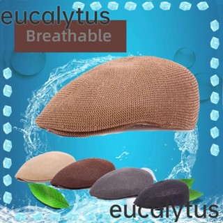 Eucalytus1 หมวกเบเร่ต์ หมวกฟาง กันแดด ป้องกันรังสียูวี ระบายอากาศ สีพื้น สําหรับผู้ชาย