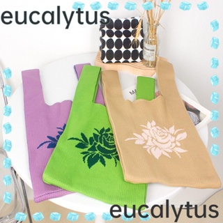 Eucalytus1 กระเป๋าสะพายไหล่ กระเป๋าถือ ทรงโท้ท แฮนด์เมด ใช้ซ้ําได้