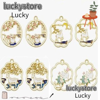 Lucky จี้รูปสัตว์ แมว กระต่าย กวาง 4 แบบ ชุบทอง ขนาด 27*30 มม. สําหรับคริสต์มาส