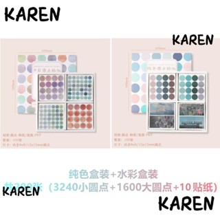 Karen สติกเกอร์กระดาษวาชิ ทรงกลม ลายจุด หลากสี สําหรับตกแต่ง DIY 200 แผ่น