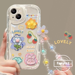 เคสโทรศัพท์มือถือ ลายการ์ตูนกระต่ายน่ารัก พร้อมสายโซ่คล้อง สําหรับ iPhone 15 11 14 Pro 13 12 Pro Max 14 Plus X XR Xs Max 8 7 6 6s Plus SE 2020