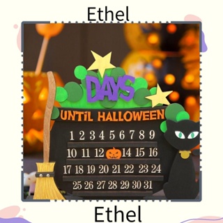 Ethel1 ปฏิทินนับถอยหลัง แบบไม้ ลายแมวดํา ถอดออกได้ 31 วัน สําหรับตกแต่งบ้าน ปาร์ตี้ฮาโลวีน