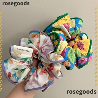 Rosegoods1 ยางรัดผม ขนาดใหญ่ พิมพ์ลายดอกไม้น่ารัก หลากสี สําหรับเด็ก