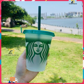 พร้อมส่ง Starbucks Straw Plastic Cup Reusable Transparent Cup Children&amp;#39;s Straw Cup 16oz / 473ml เด่น_th