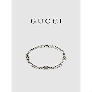 [พร้อมกล่องบรรจุภัณฑ์] พร้อมส่ง GUCCI GUCCI สร้อยข้อมือเงินคู่ G