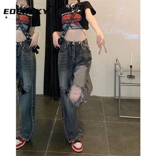 EOENKKY กางเกงขายาว กางเกงยีสน์ผู้หญิง ทรงหลวม ๆ ตรง Retro Hip Hop Pants 2023 NEW Style  fashion รุ่นใหม่ พิเศษ Korean Style A27L05Y 36Z230909