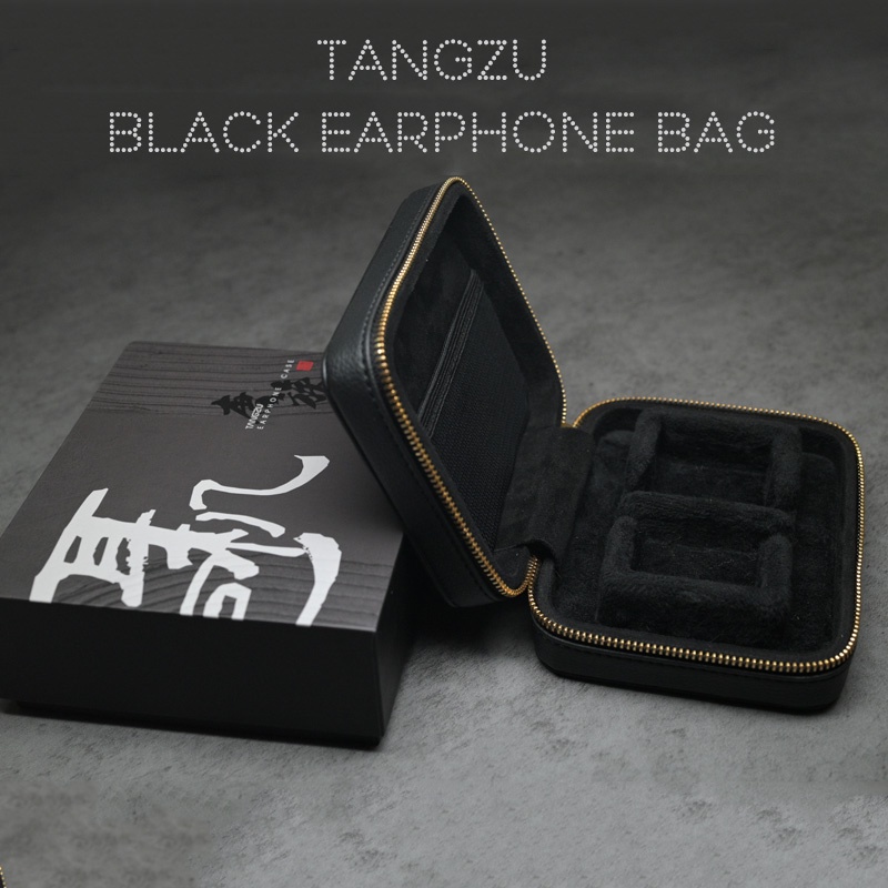 Tangzu กระเป๋าใส่หูฟัง HIFI สีดํา อุปกรณ์เสริม สําหรับอะแดปเตอร์เสียง IEMs Dongles Eartips และสายเคเ