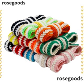 Rosegoods1 เชือกผูกรองเท้าสาน เชือกผูกรองเท้า แบบแบน สีสันสดใส ผ้านุ่ม เชือกผูกรองเท้าลําลอง รองเท้าผ้าใบ