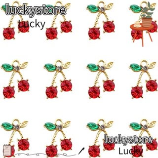 Lucky จี้สร้อยคอ ชุบทอง รูปเชอร์รี่ ผลไม้ เชอร์รี่ สีแดง เครื่องประดับ