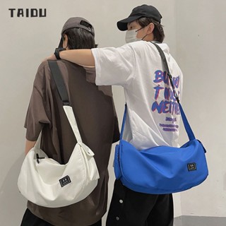 TAIDU กระเป๋าใส่มอเตอร์ไซค์สองกระเป๋า Unisex กระเป๋าสะพายข้างแฟชั่นแนวสตรีทเท่ๆ ความจุสูง แบบพกพากันน้ำและทนต่อการสึกหรอ