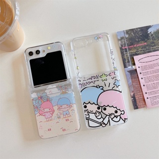 เคสโทรศัพท์มือถือแบบใส กันกระแทก ลายการ์ตูน LittleTwinStars น่ารัก สําหรับ Samsung Galaxy Z Flip 5 Z Flip5 5G Z Flip 5