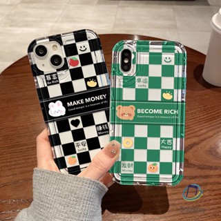 คู่เคสโทรศัพท์โปร่งใสสำหรับ Iphone 11 12 13 14 15 Pro Max XR X XS 7 6 8 Plus หมีเขียว กระต่ายดำ อ่อนนุ่มกันกระแทกเปลือก