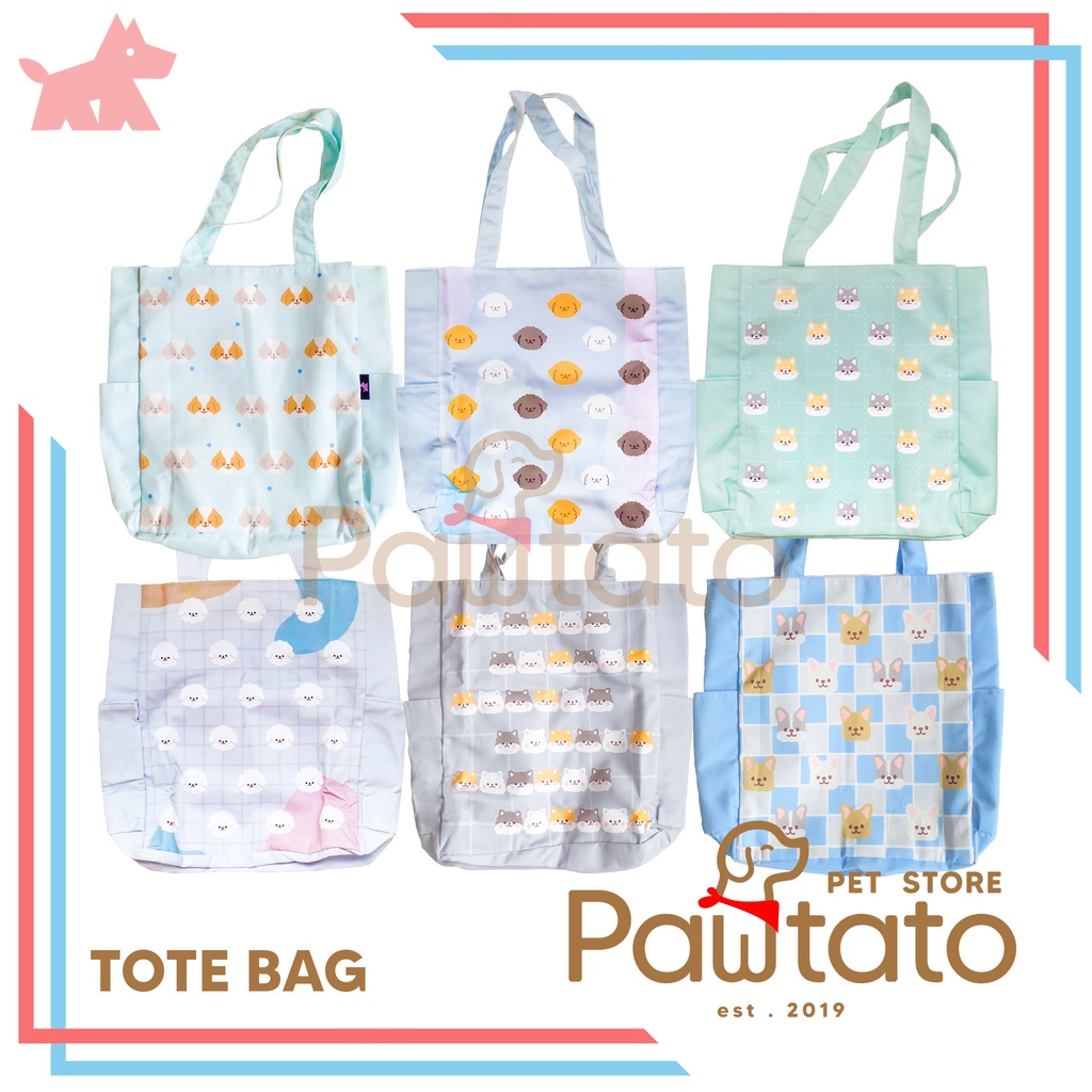 Tote Bag Meme Cotton Dog Motif Puppy Dog Daily Carry Daily Handbag Pawtato Pet Store