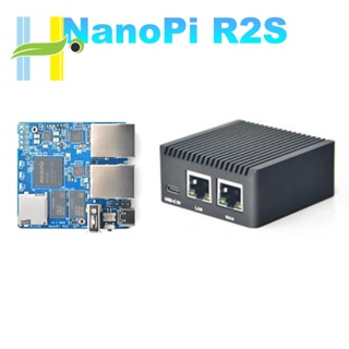 Nanopi R2S เราเตอร์ RK3328 1GB DDR4 RAM พร้อมเคสโลหะ CNC เราเตอร์พอร์ตกิกะบิตคู่ SBC OpenWrt