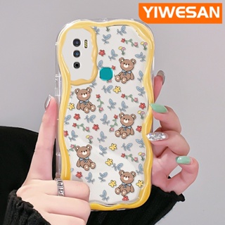 เคสโทรศัพท์มือถือใส แบบนิ่ม กันกระแทก ลายการ์ตูนหมี และดอกไม้ สําหรับ Infinix Hot 9 Pro Hot 9 Play Hot 12 Play