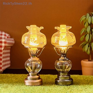 Ricktyshen โคมไฟตั้งโต๊ะ LED 1:12 สําหรับตกแต่งบ้านตุ๊กตา