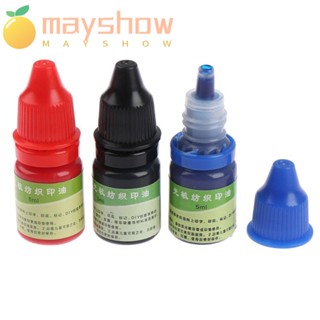 Mayshow หมึกพิมพ์ ตรายางชื่อ 5 มล. กันน้ํา ทนทาน สีดํา แดง น้ําเงิน สําหรับเด็กนักเรียน 8 ชิ้น