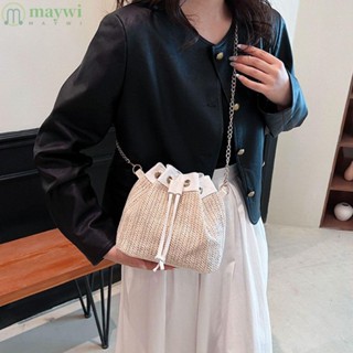 Maywi กระเป๋าสะพายไหล่ ทรงบักเก็ต แบบหูรูด แฟชั่นสําหรับสตรี