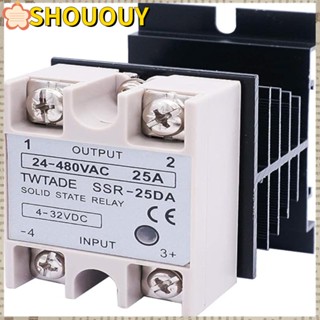 Shououy รีเลย์โซลิดสเตท 10A SSR-25 DA เฟสเดียว 3-32V DC 24-380V AC